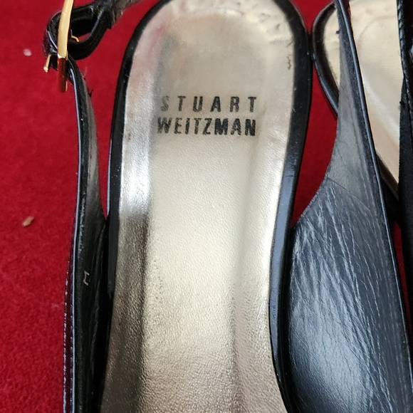 Stuart Weitzman Black Strap heel Sixe 7 B - Picture 6 of 8